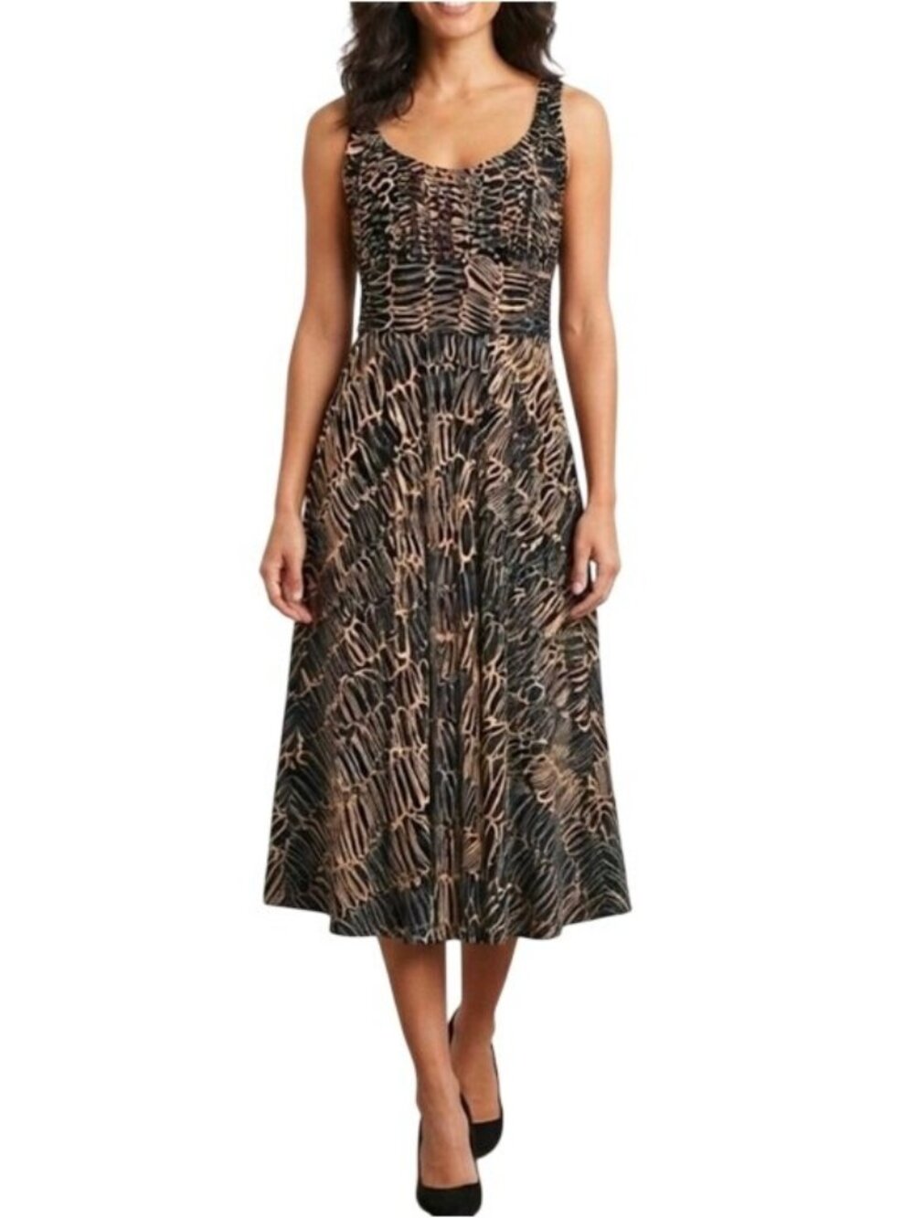 Nine West Womens Black Brown Abstract Print Dress Size 6